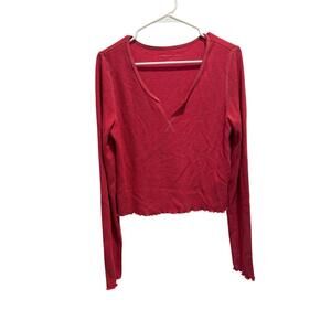 AE Long Sleeve Cropped Red Top Size Large